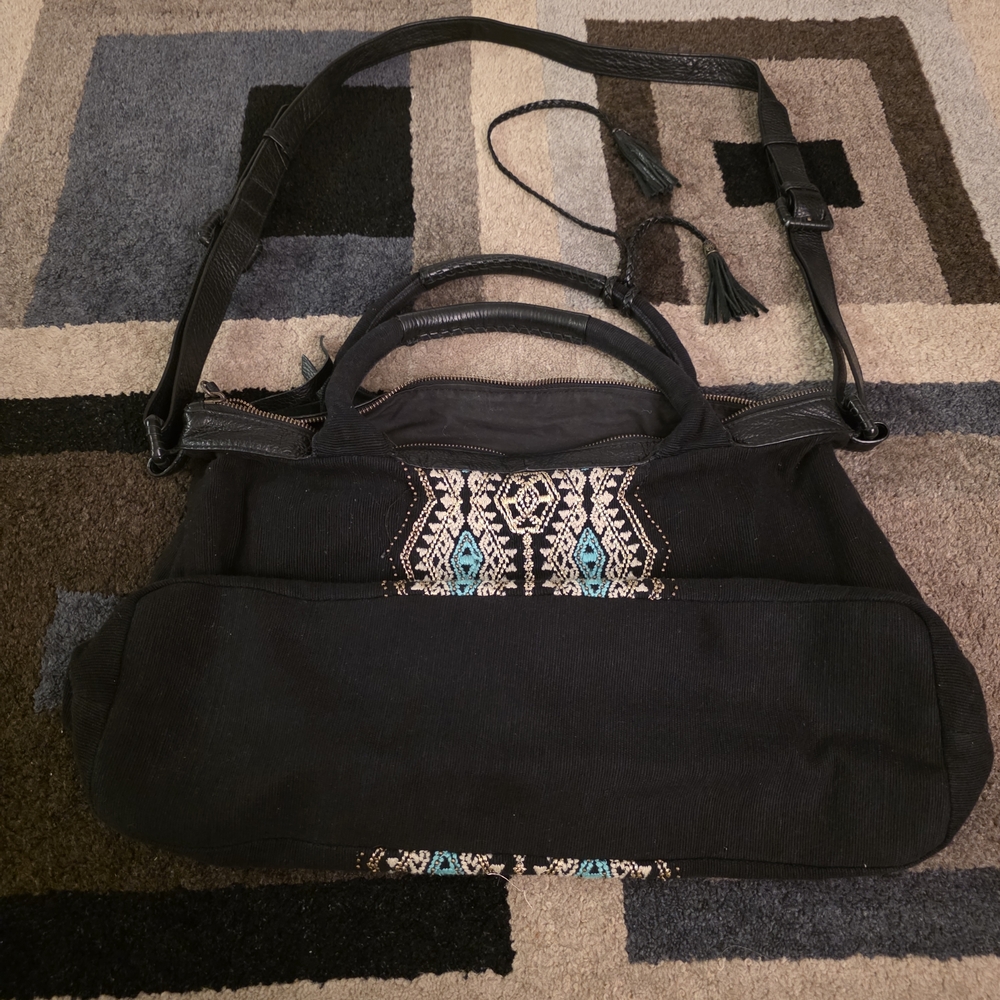 Cleobella Weekender Bag x Lucky Brand Embroidered Canvas Shoulder Bag Boho - Picture 8 of 11